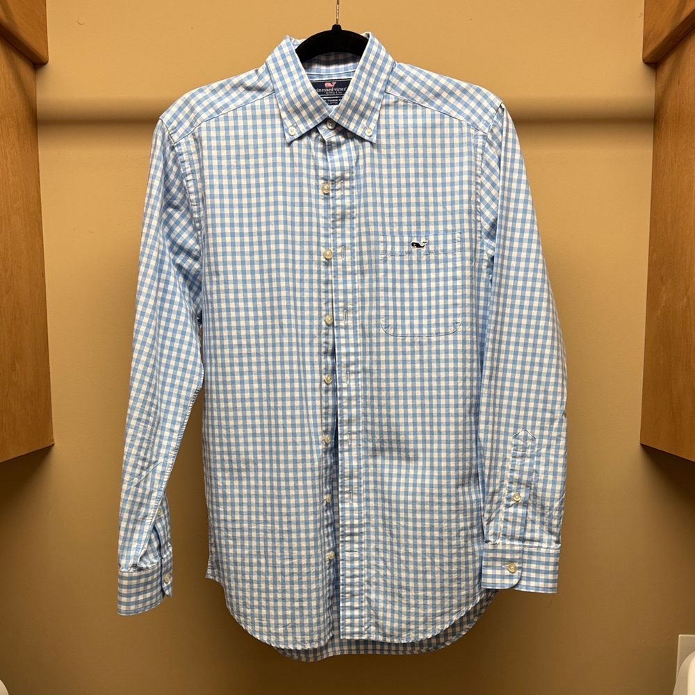Vineyard Vines Small Light Blue Gingham Shirt